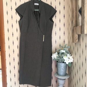 Calvin Klein Gray/Brownish Wrap Like Dress, Sz 10